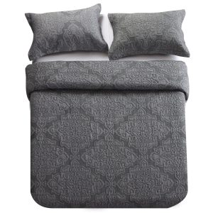 reversible bedspread embroidered microfiber coverlet jacquard embossed floral quilt