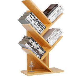 custom new product ideas 2021 luxury durable library tree shaped bamboo bookshelf
